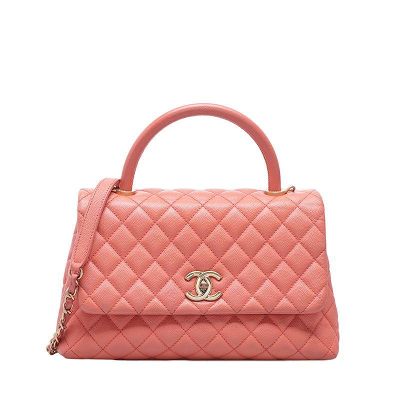 CHANEL Pink Caviar Coco Handle Chain Medium Tote Bag SKU001