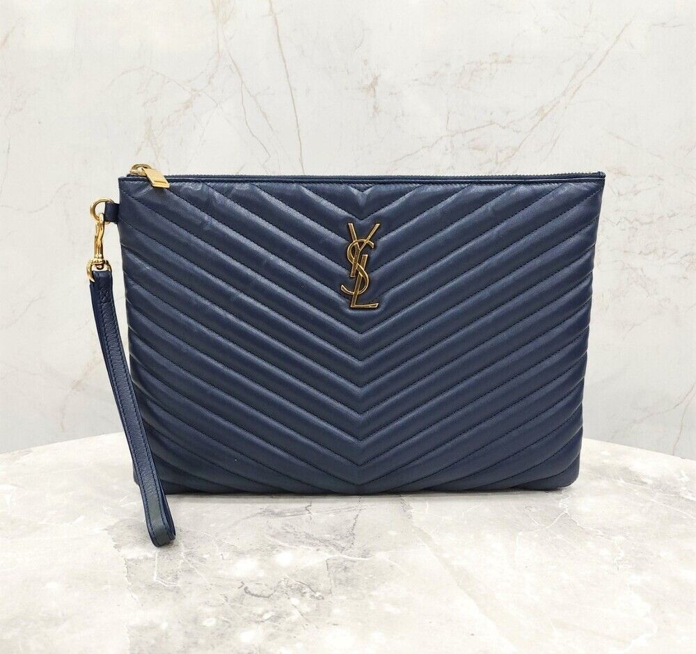 Saint Laurent Navy Strap Clutch 559193