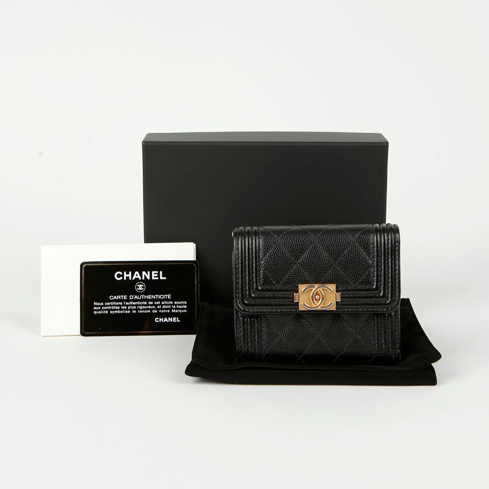 CHANEL Caviar Skin Boy Wallet A84068