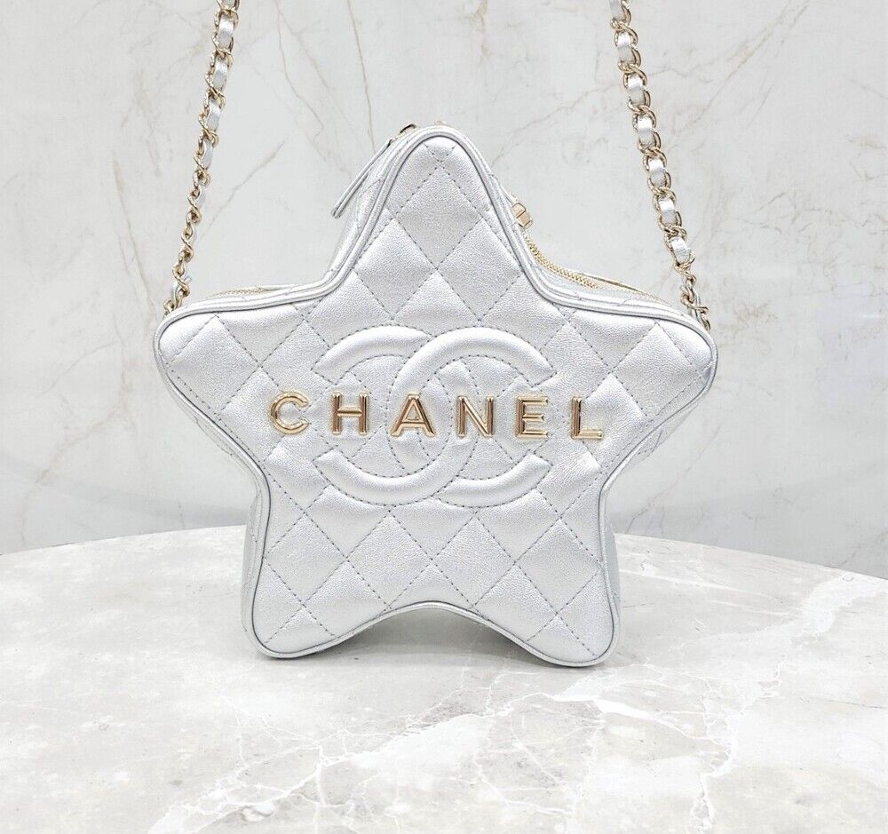 CHANEL 24C Cruise Star Shoulder Bag Silver with Embedded Chip AS4579