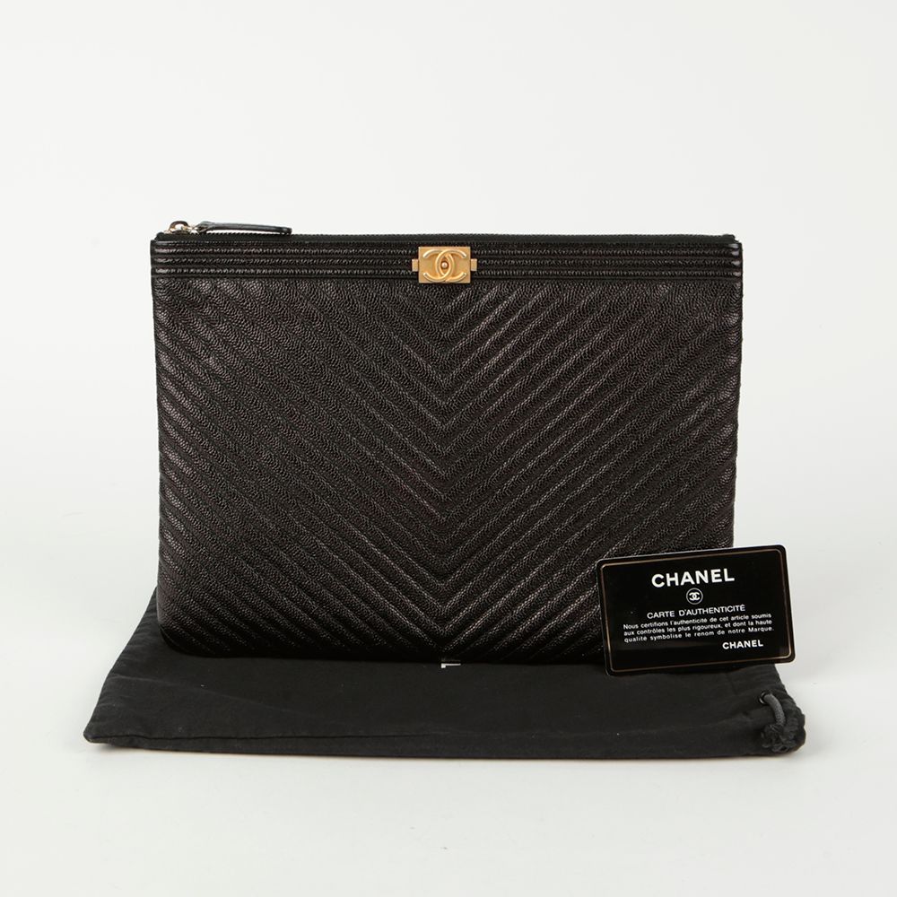 CHANEL Chevron Boy Clutch A84406