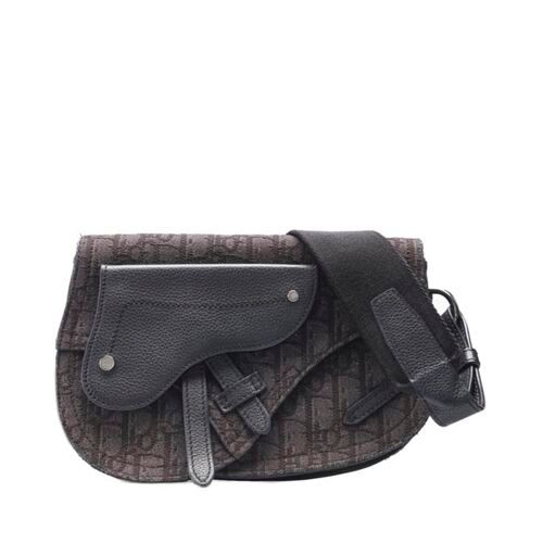 Dior Black Obleek Saddle Pouch Crossbody with Strap - SKU123