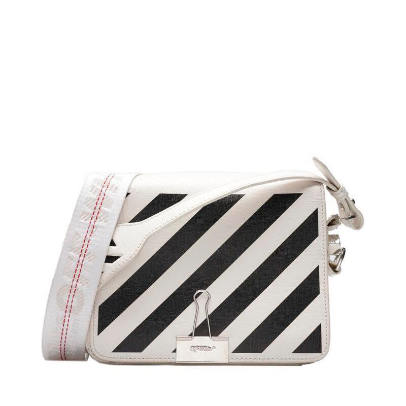 Off White White Diagonal Flap Binder Clip Mini Shoulder Bag - SKU: 23456