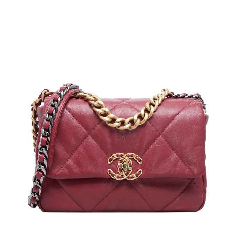 CHANEL Red 19 Flap Chain Medium Shoulder Bag SKU123