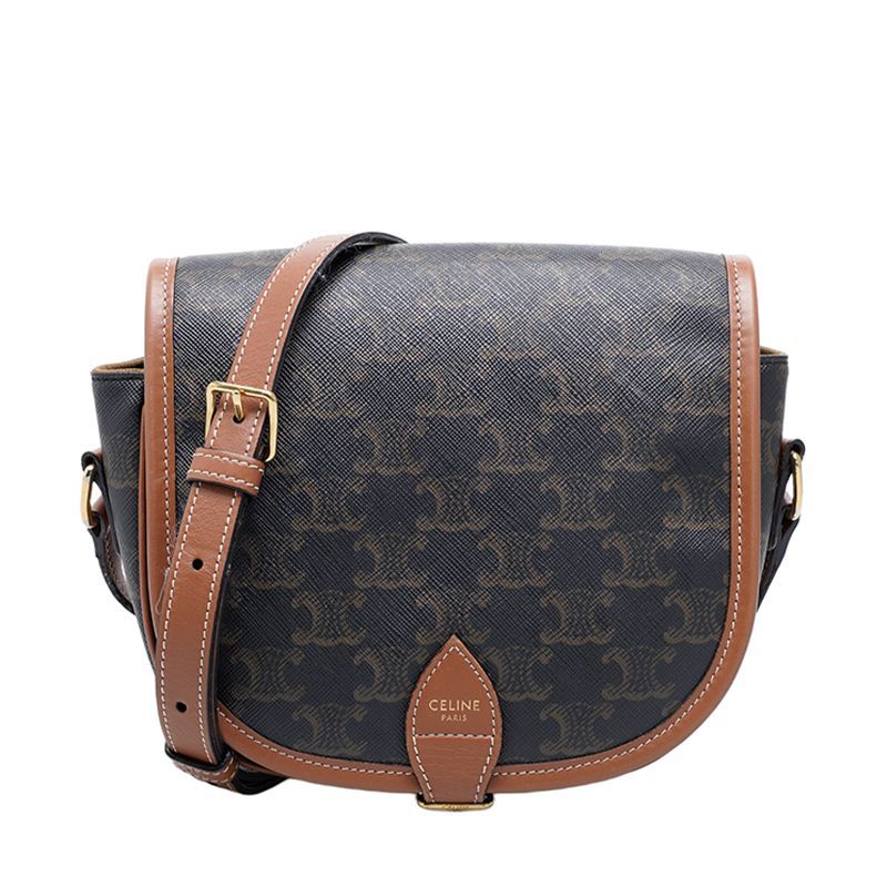 Celine Canvas Crossbody Bag with Calfskin Trim - Camel Triofope (SKU: 123456)