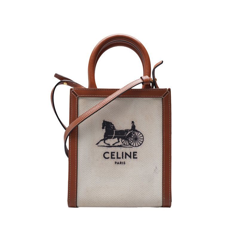 Celine Camel Natural Canvas Vertical Suede Mini Tote Bag SKU123