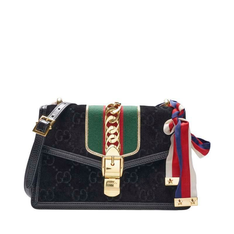 Gucci Black Velvet Silvi Small Crossbody Bag SKU123