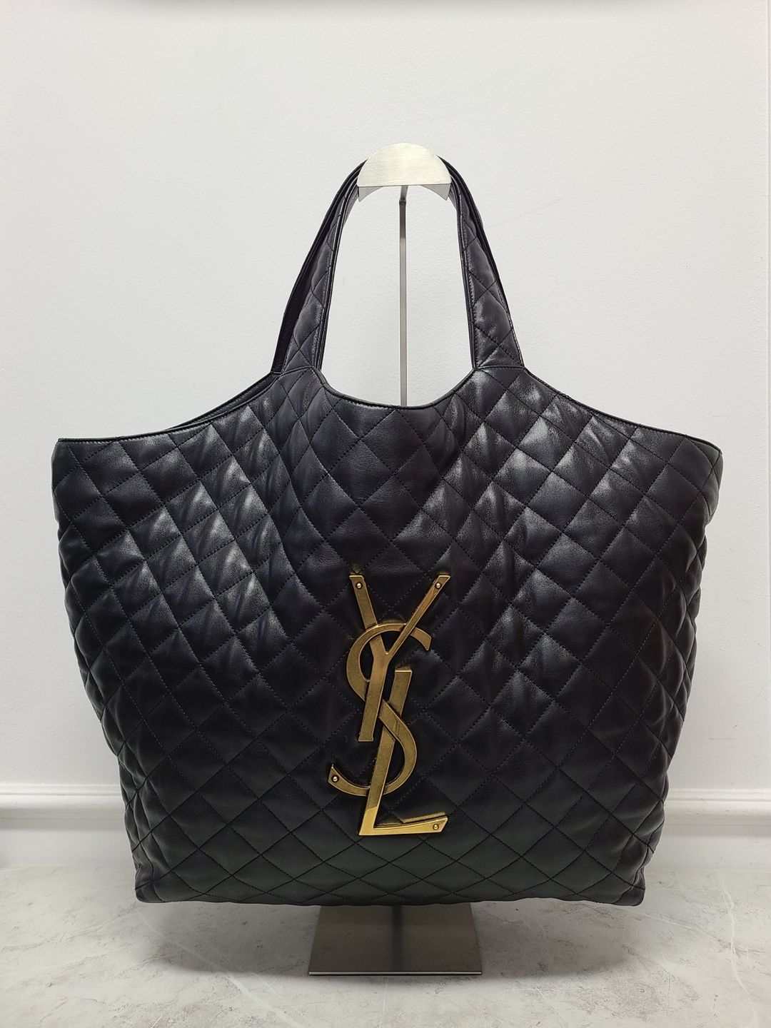 Saint Laurent Black YSL Gold Chain Maxi Shopper Bag SKU 665