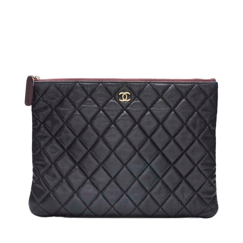 CHANEL Black Caviar Classic Gold-Plated Neudium Clutch SKU