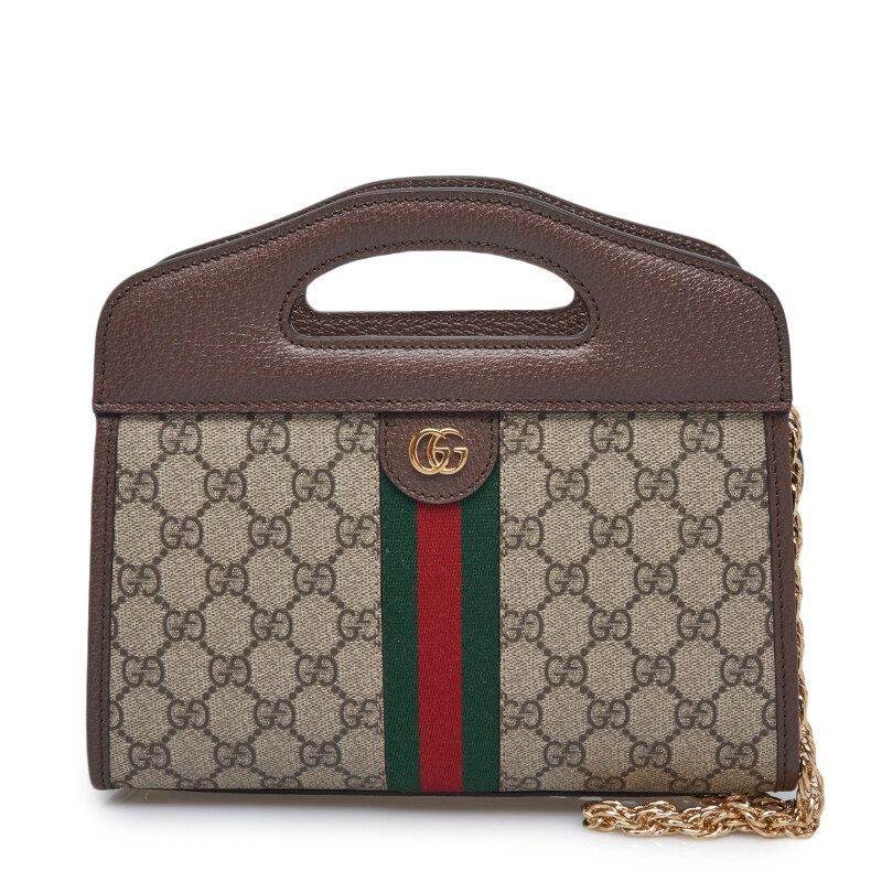 Gucci Brown GG Supreme Ophidia Top Handle Small Tote Bag SKU