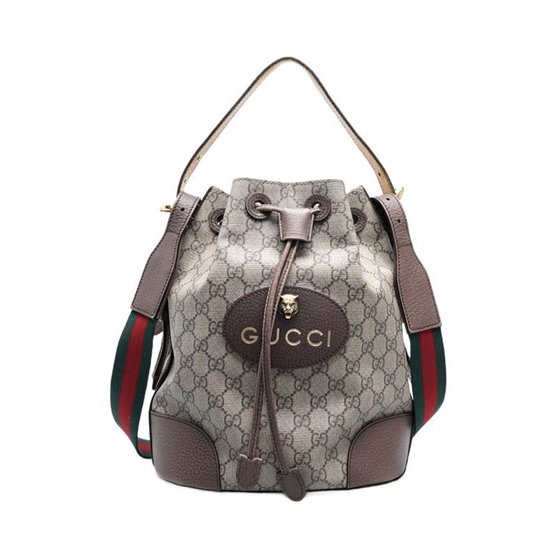 Gucci Brown GG Supreme Neo Vintage Bucket Small Backpack SKU12345