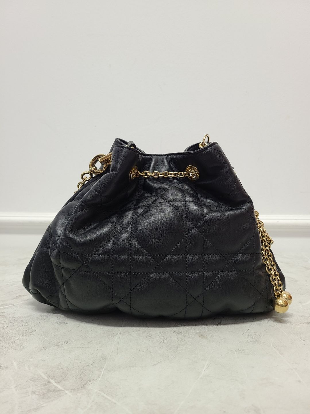 Dior Black Ami Macro Cannage Chain Shoulder Bag Medium - SKU