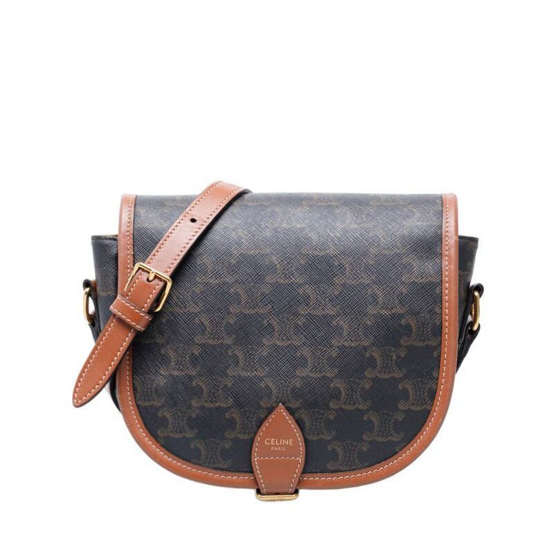 Celine Canvas Polka Crossbody Bag - Camel (SKU: TR-98765)
