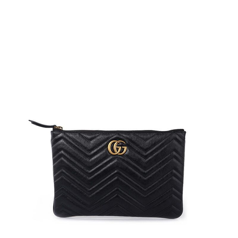 Gucci Black Matelass GG Marmont Clutch - SKU
