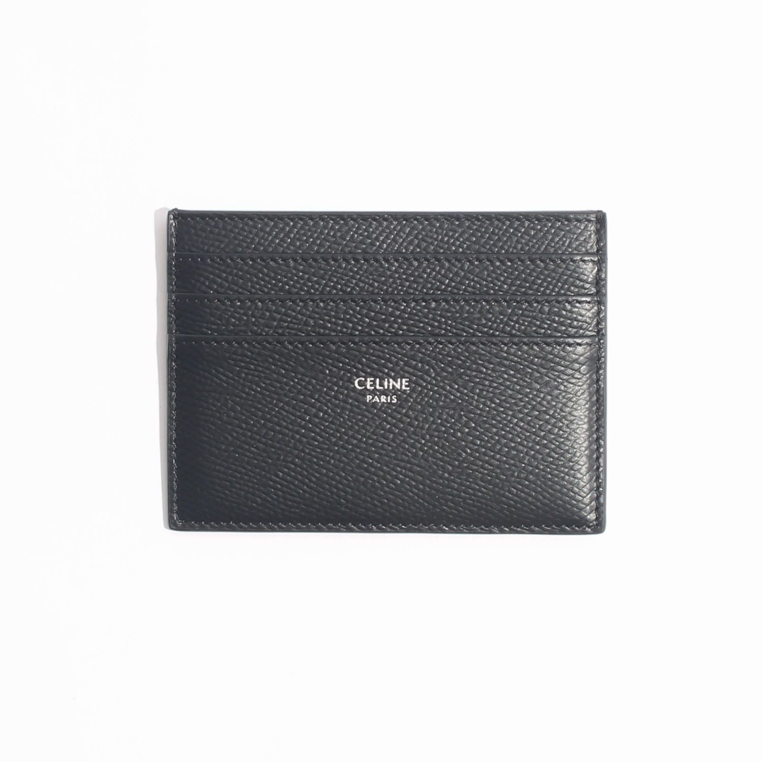 Celine Grain Leather Logo Card Wallet Black 10K913BEL 38SI