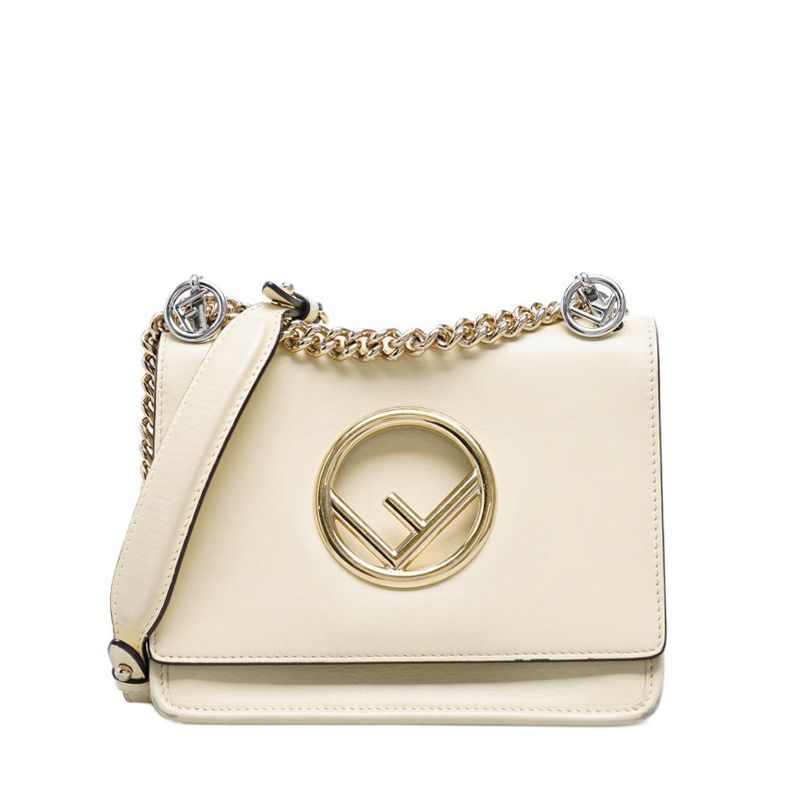 Fendi Ivory Can Eye F Chain Shoulder Bag SKU123