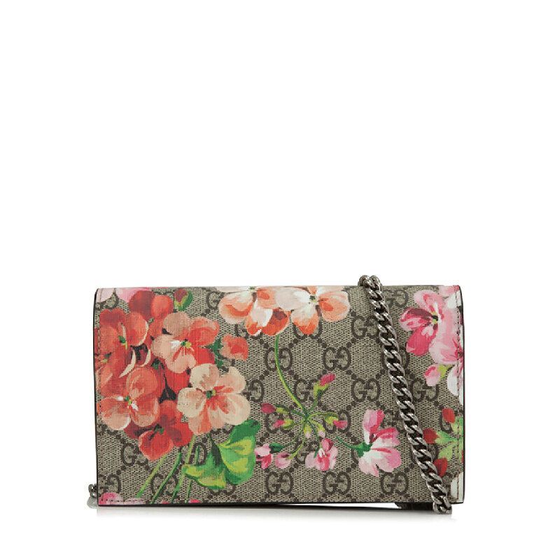 Gucci Beige Flower GG Supreme WOC Chain Crossbody Bag - SKU122345