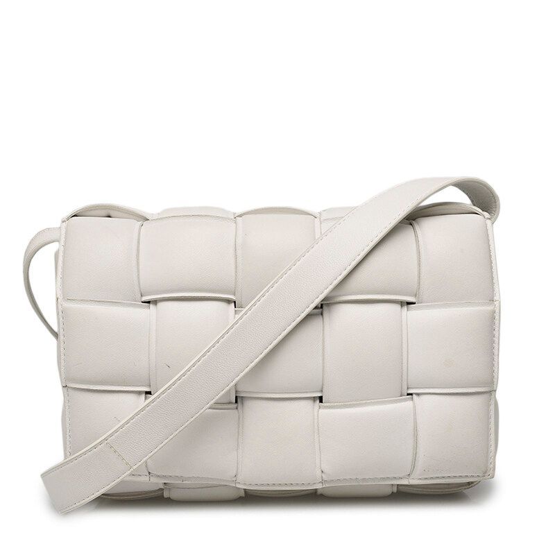 Bottega Veneta White Lamb Skin Padded Crossbody Bag - SKU