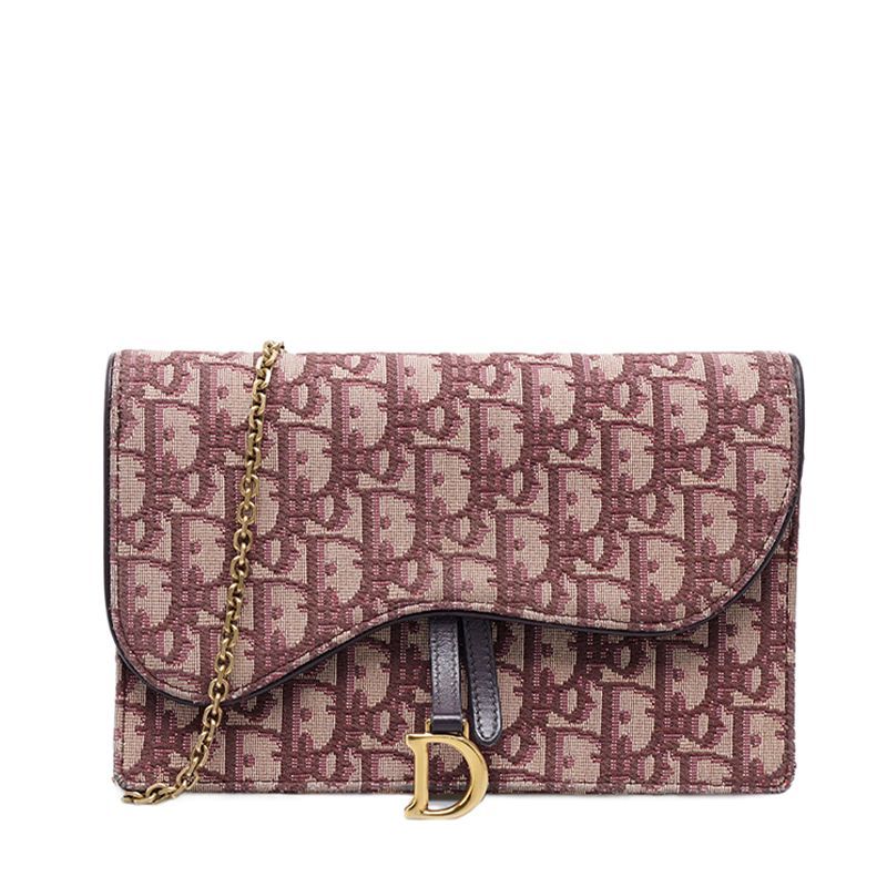 Dior Burgundy Obleek Saddle WOC Chain Crossbody Bag 123456