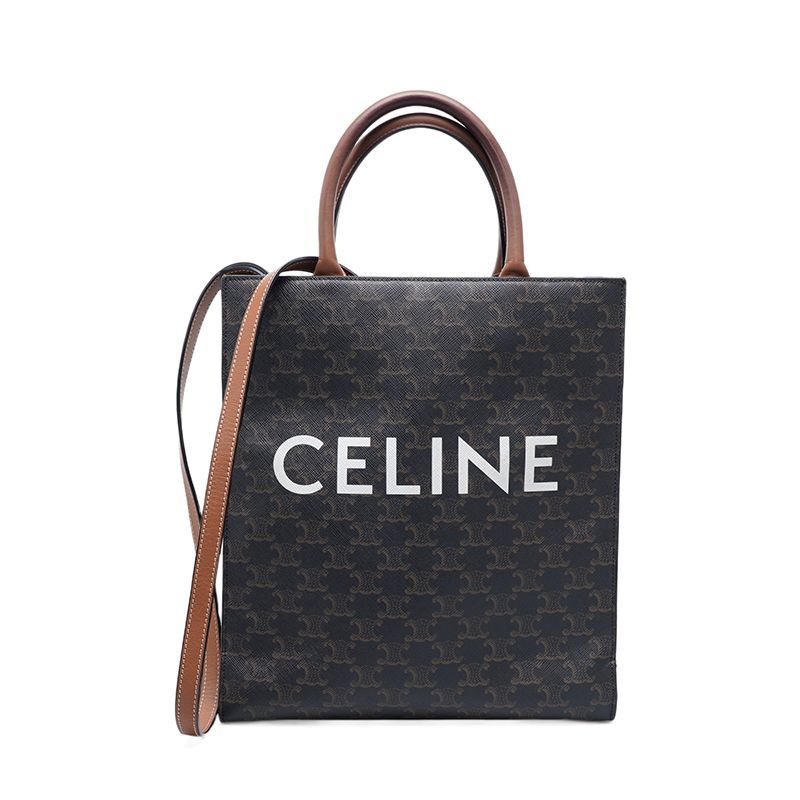 Celine Brown Canvas Vertical Small Tote Bag - TRIOFE Product Number