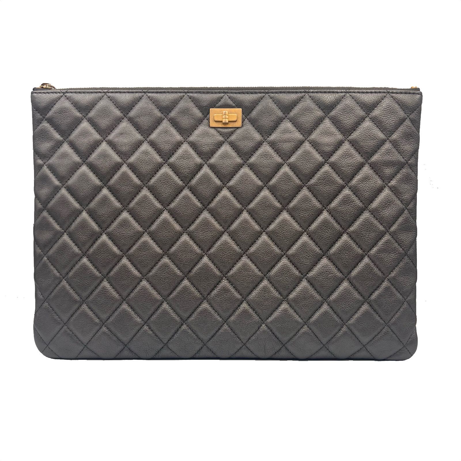 CHANEL Vintage Clutch Large Silver 2.55 SKU: 24267881