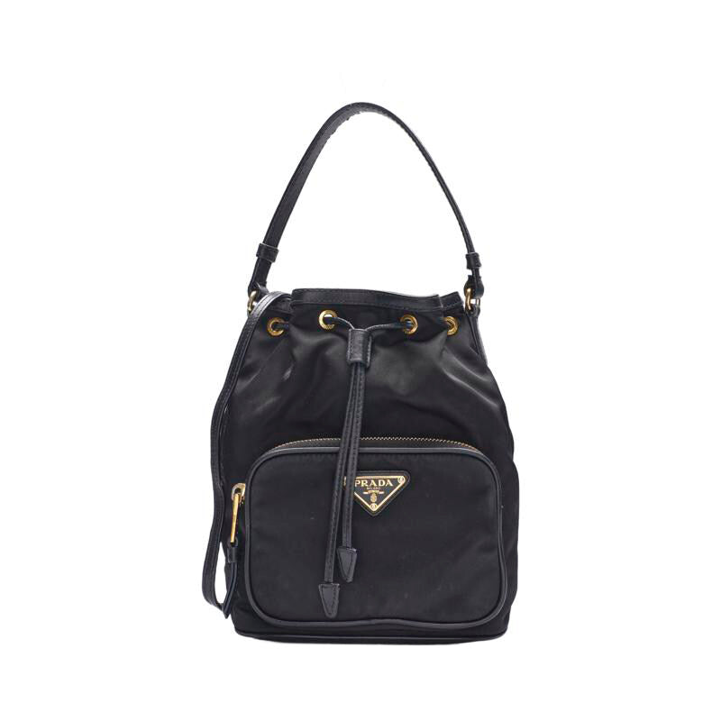 Prada Black Triangle Logo Bucket Bag - SKU12345
