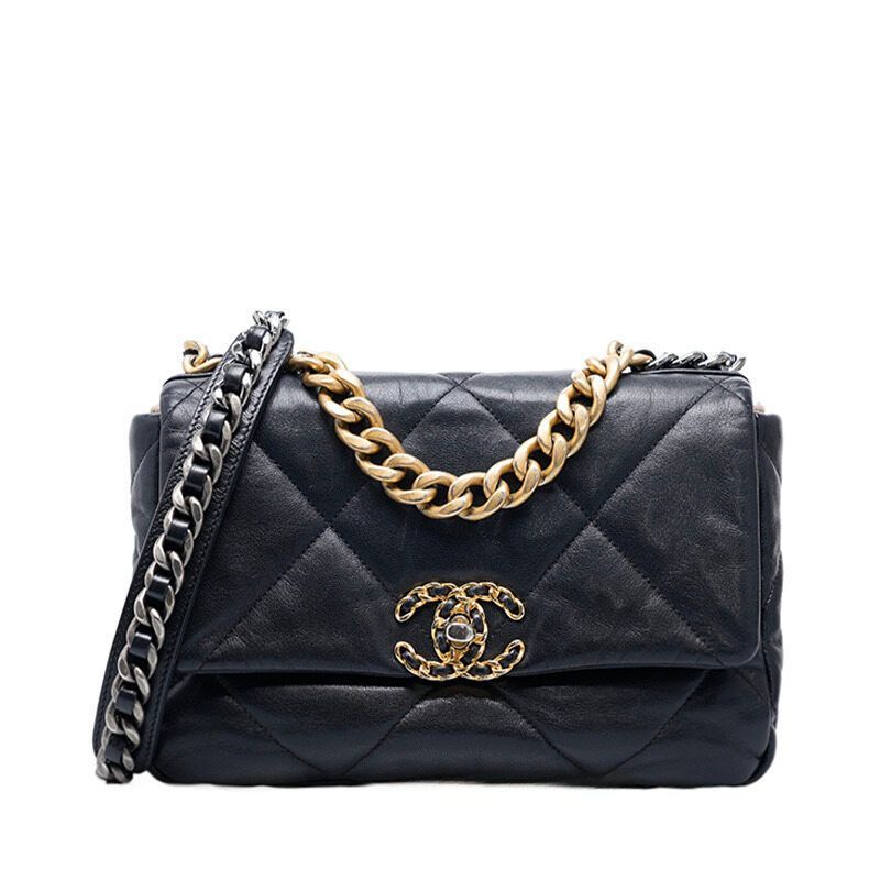 CHANEL Black Flap Chain Medium Shoulder Bag 19 - SKU