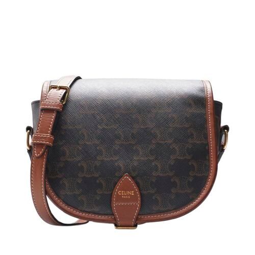Celine Canvas Crossbody Bag in Camel with Polka Dots SKU 12345