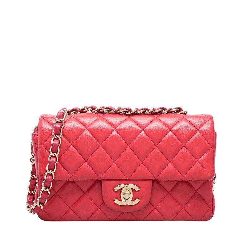 CHANEL Red Pink Classic Flap Chain New Mini Shoulder Bag SKU 12345