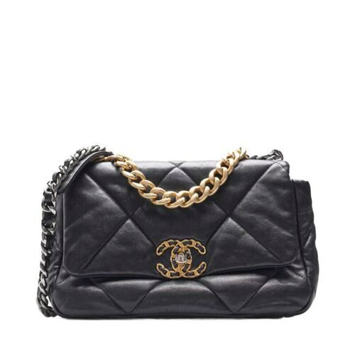 CHANEL Black Flap Chain Medium Shoulder Bag 19 SKU1234