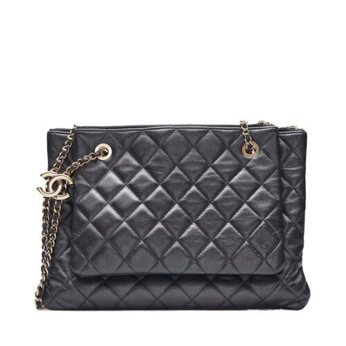 CHANEL Black Classic Double Pouch Chain Crossbody Bag SKU123