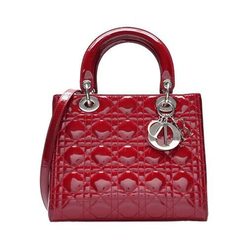Dior Red Patent Lady Medium Tote Bag SKU123