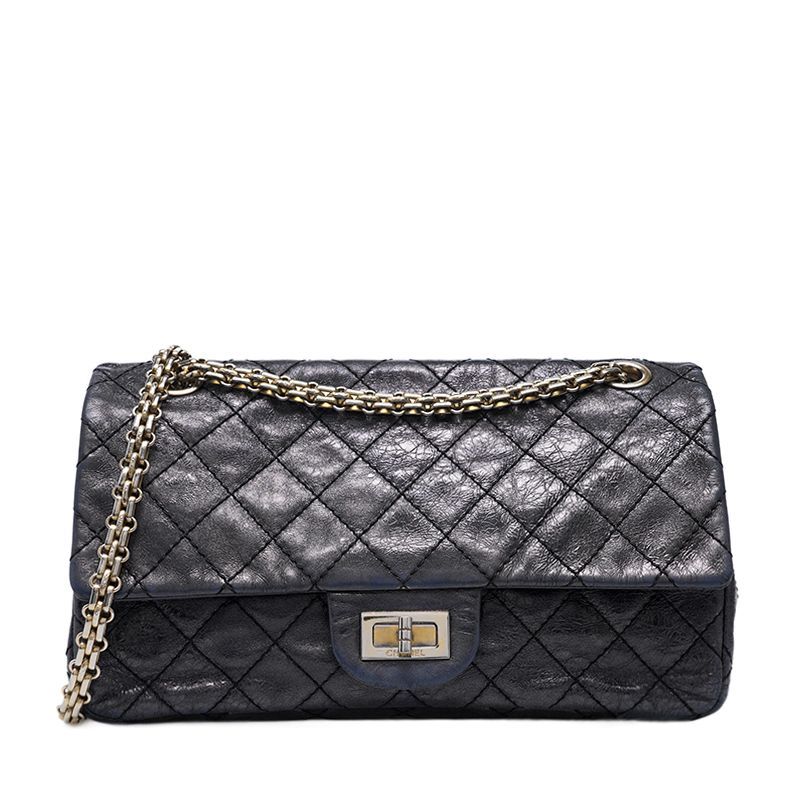 CHANEL Black 2.55 Flap Chain Medium Shoulder Bag SKU