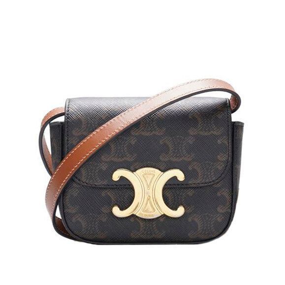 Celine Brown Canvas Mini Crossbody Bag - SKU: TR39456