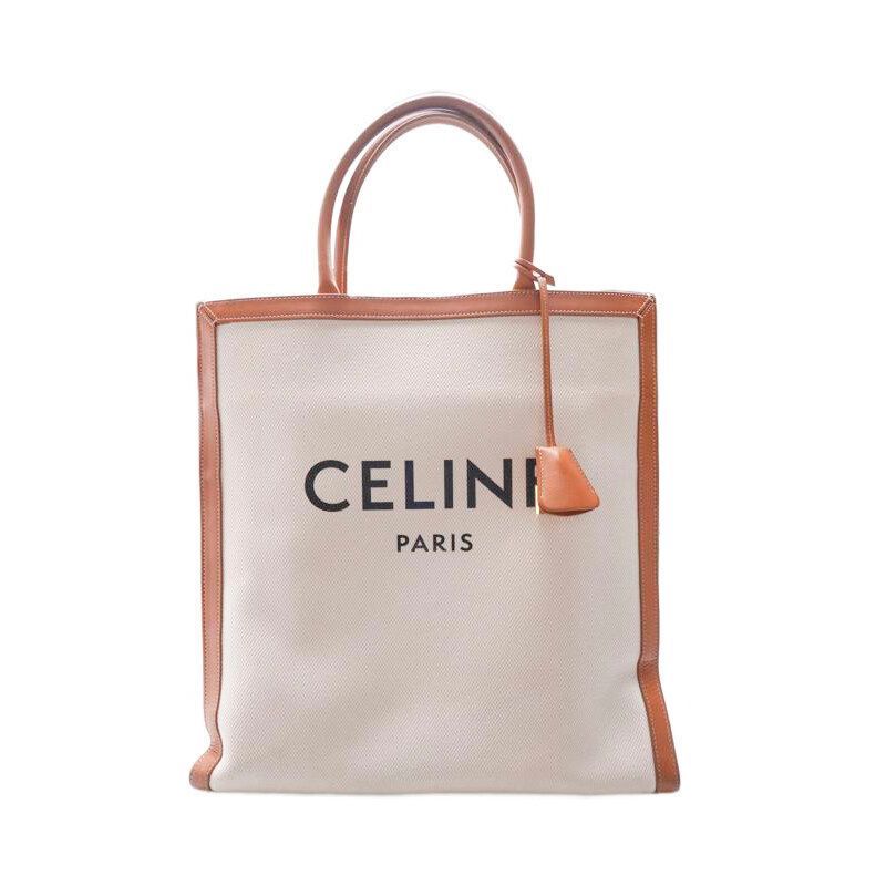 Celine Camel Natural Canvas Vertical Large Tote Bag SKU123