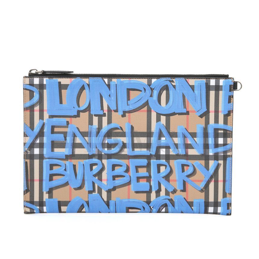 Burberry Graffiti Clutch Blue Check Pouch [SKU]