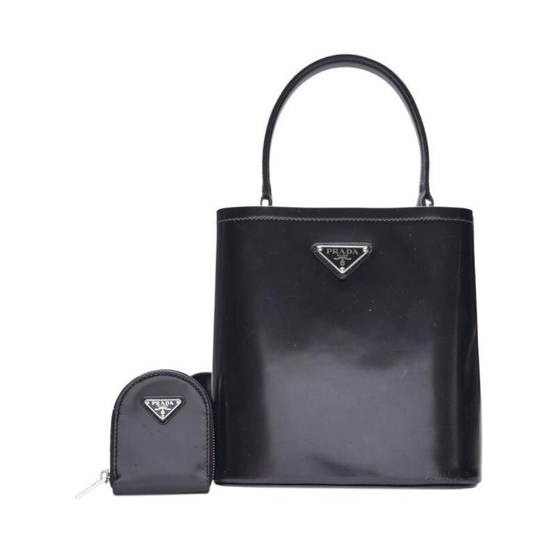 Prada Black Brushed Paneled Multi-Strap Small Crossbody Bag