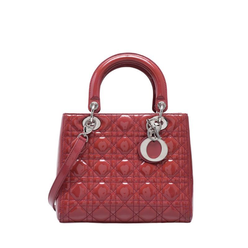 Dior Red Patent Lady Elegance Medium Tote Bag SKU: 587493