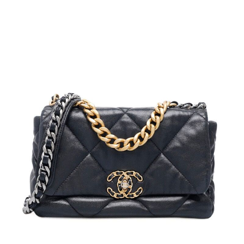 CHANEL Black 19 Flap Chain Medium Shoulder Bag - SKU 19