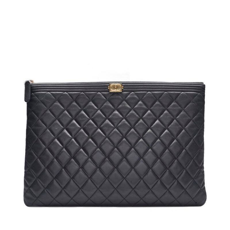 CHANEL Black Boy Gold Large Clutch SKU12345