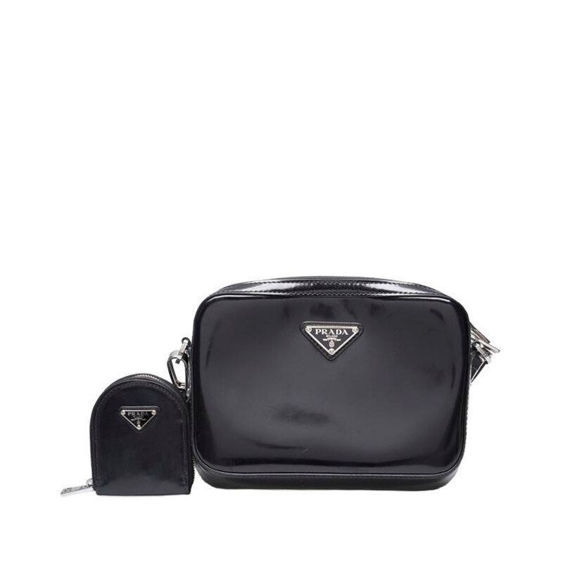 Prada Black Brushed Square Multi-Strap Mini Crossbody - SKU: 00123456