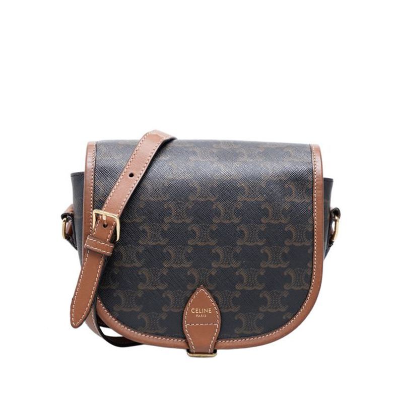 Celine Canvas Crossbody Bag with Calfskin Trim - Camel (Product Number: TRIOFPE CDB001)