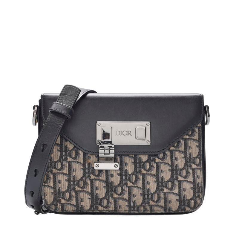Dior Black Obleak Messenger Pouch Crossbody Bag SKU123