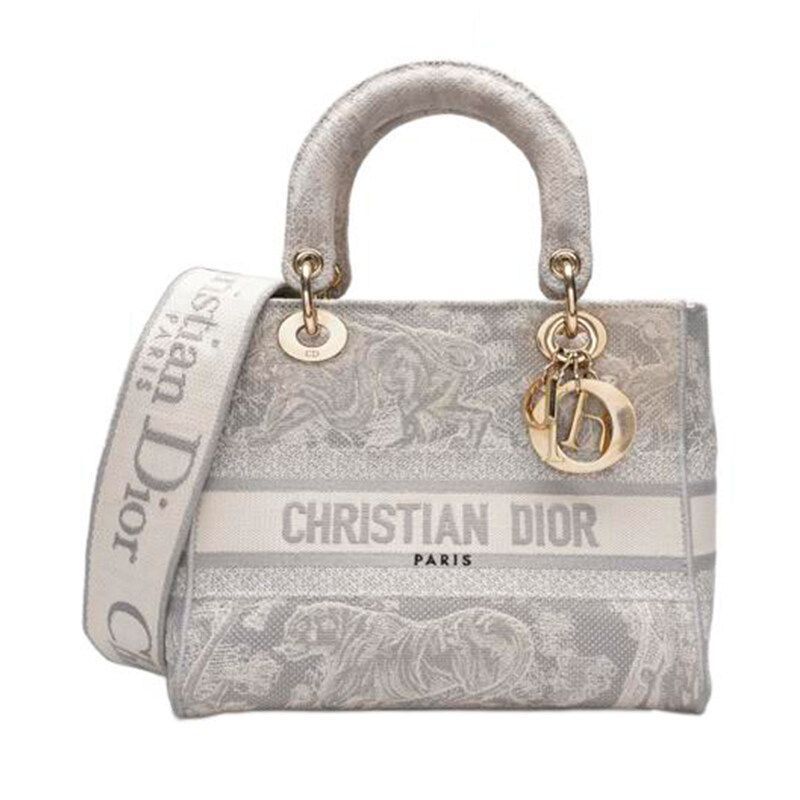 Dior Light Gray Tweed Lady Tote Bag SKU123