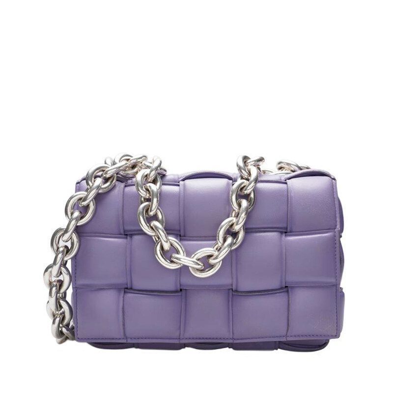 Bottega Veneta Purple Padded Cascade Chain Crossbody Bag SKU123