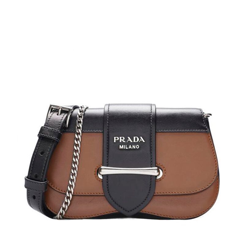 Prada Brown Sidoni Belt Chain Crossbody Bag - SKU987654321