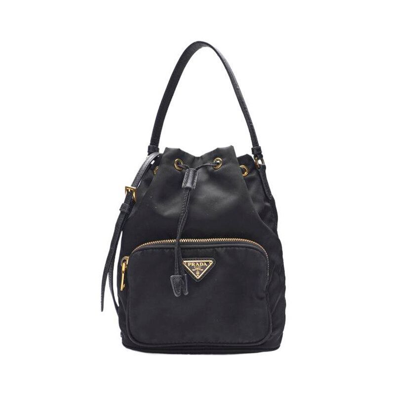 Prada Black Triangle Logo Bucket Bag - SKU123