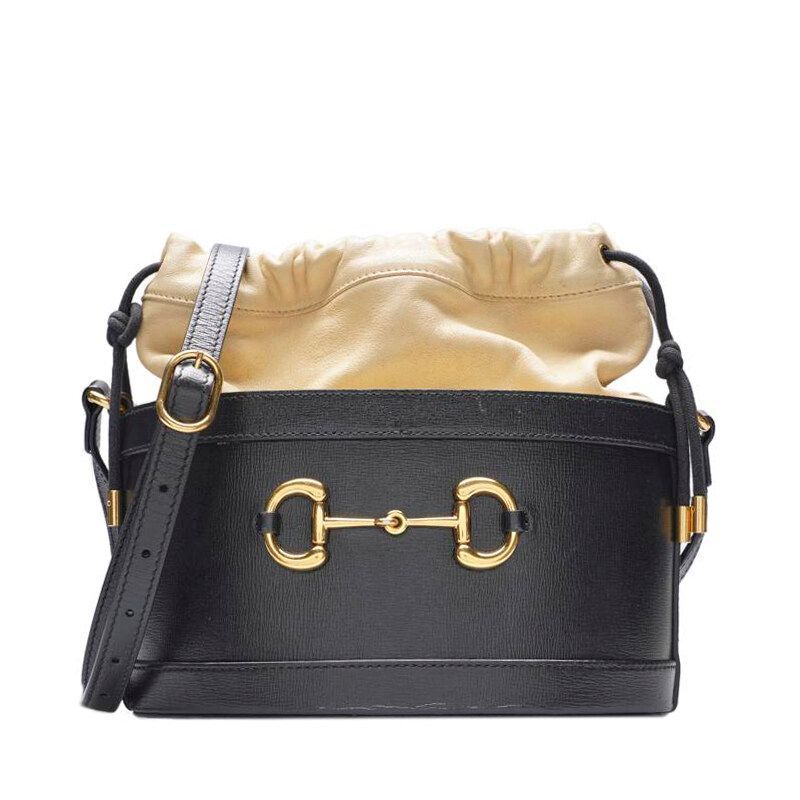 Gucci Black Beige 1955 Horsebit Bucket Bag - SKU 1955