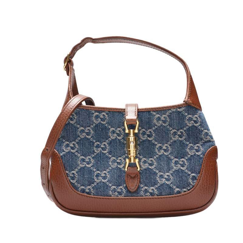 Gucci Blue GG Supreme Denim 1961 Jackie Mini Shoulder Bag SKU 1961