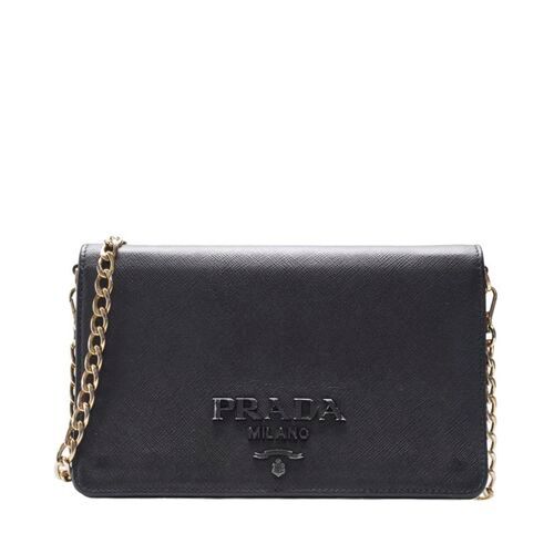Prada Black Saffiano Flap Chain Mini Crossbody Bag SKU123